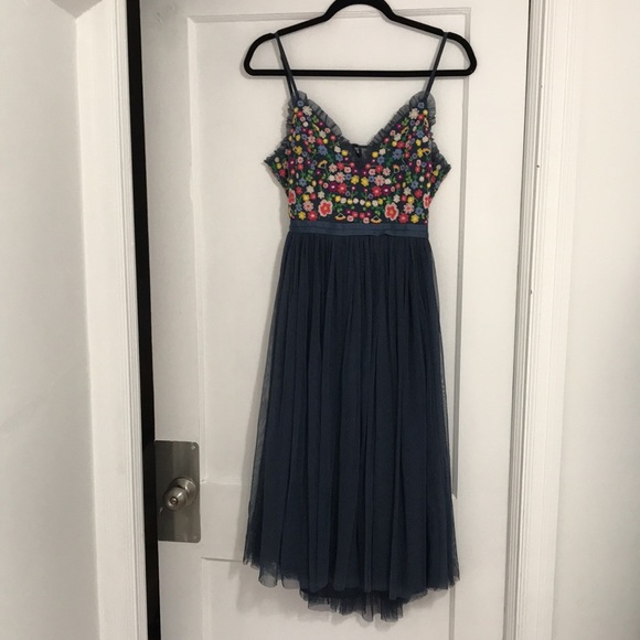 ASOS Embellished Midi Dress with Tulle Skirt - Picture 2 of 7